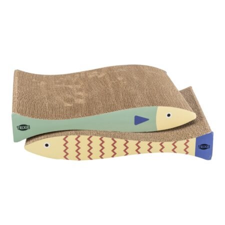 SCRATCHING CARDBOARD FISH CATNIP 2pcs  40 x 30 x 11cm MINT/CREAM