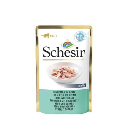 SCHESIR CAT TUNA WITH SEABREAM IN JELLY POUCH 85gr