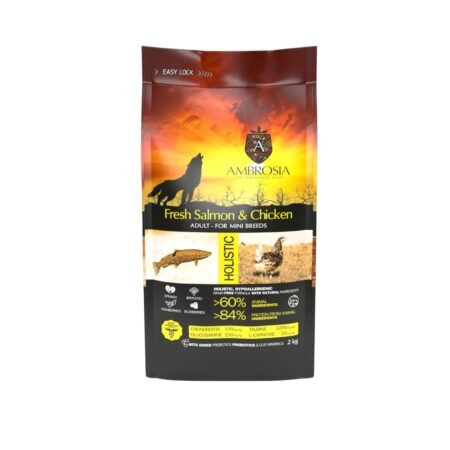 AMBROSIA DOG ADULT CHICKEN AND FRESH SALMON 12KG