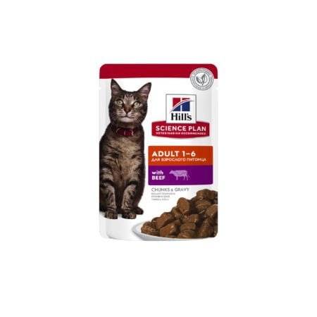 HILLS SP ADULT CAT BEEF CHUNKS POUCH 85gr