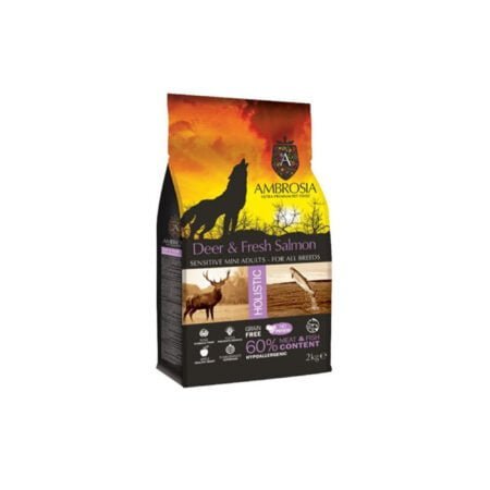 AMBROSIA DOG ADULT MINI DEER AND FRESH SALMON 2KG