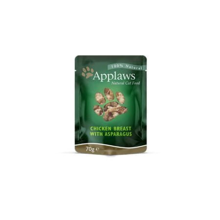 APPLAWS CAT CHICKEN BREAST AND ASPARAGUS BROTH POUCH 70gr