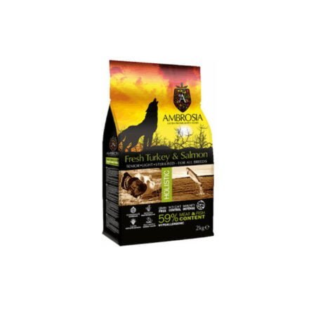 AMBROSIA DOG SENIOR LIGHT STERILISED TURKEY AND SALMON 12KG