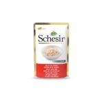 SCHESIR CAT CHICKEN FILLETS WITH SEABASS IN JELLY POUCH 85gr