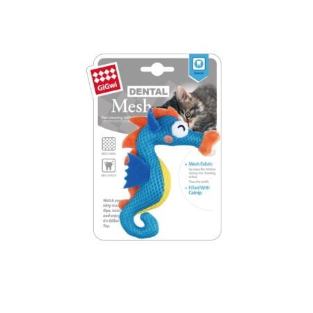 GIGWI  DENTAL MESH BLUE SEA HORSE MESH CATNIP