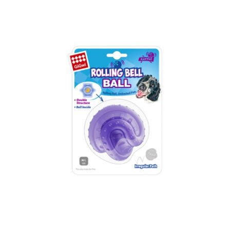 GIGWI ROLLING BELL BALL PURPLE MEDIUM LARGE