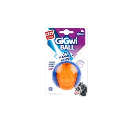 GIGWI BALL SQUEAKER BLUE ORANGE MEDIUM