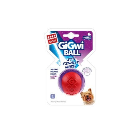 GIGWI BALL SQUEAKER RED PURPLE SMALL
