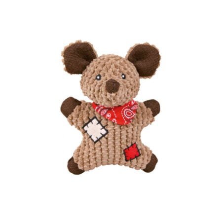 MOUSE W PATCHES  FABRIC JUTE  19CM
