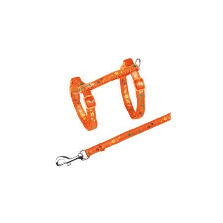 CAT HARNESS W LEASH MOTIF STRAP 23-39CM10MM 1.20M