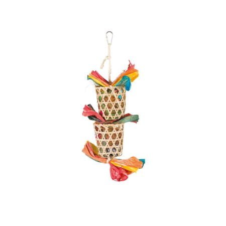 NATURAL TOY ON SISAL ROPE PALM LILY LEAF 35CM MULTI COLORED