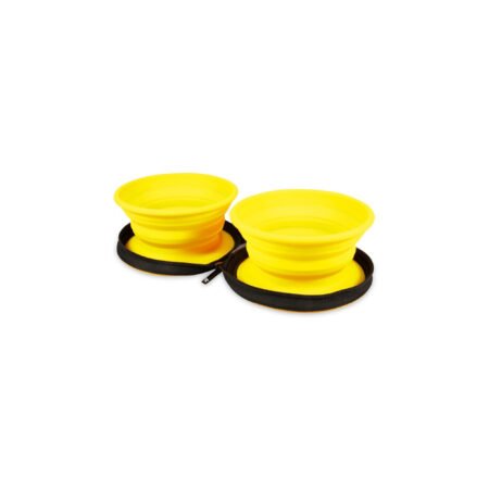 KIWI WALKER DOUBLE TRAVEL BOWL SLOWFEEDER ORNGE WITH BAG