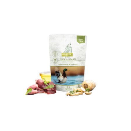 ISEGRIM CAN ADULT DUCK HEARTS POUCH 410GR