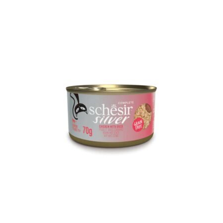 SCHESIR CAT SILVER CHICKEN AND DUCK MOUSSE SHREDS CAN 70gr