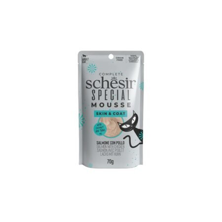 SCHESIR CAT SPECIAL SKIN AND COAT SALMON AND CHICKEN  MOUSSE POUCH 70gr