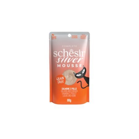 SCHESIR CAT SILVER SALMON AND CHICKEN MOUSSE POUCH 80gr