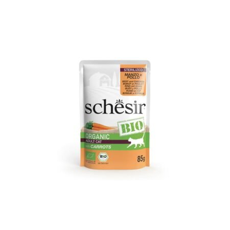 SCHESIR BIO CAT STERILIZED BEEF CHICKEN AND CARROT POUCH 85gr