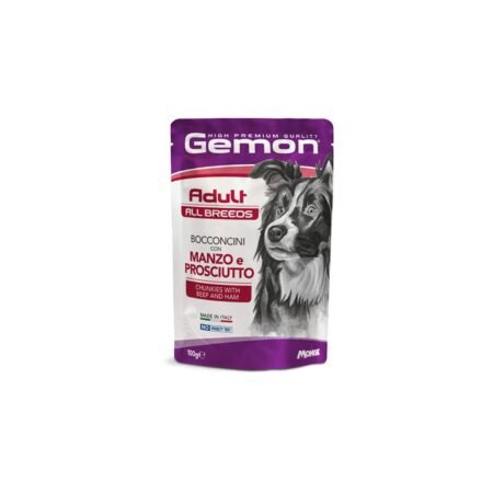 GEMON DOG ADULT BEEF HAM POUCH 100gr
