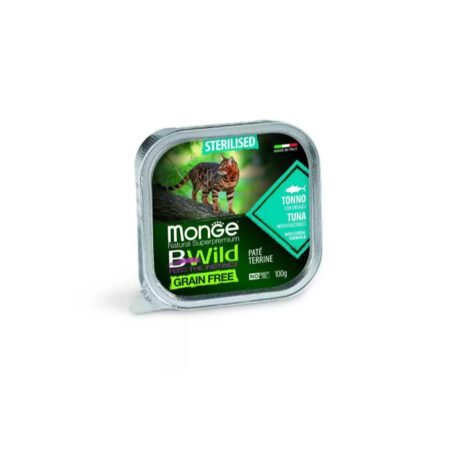 MONGE BE WILD STERILISED ADULT TUNA WITH VEGGIES PATE  ALUTRAY 100gr