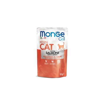 MONGE GRILL KITTEN SALMON CHUNKS  POUCH 85gr