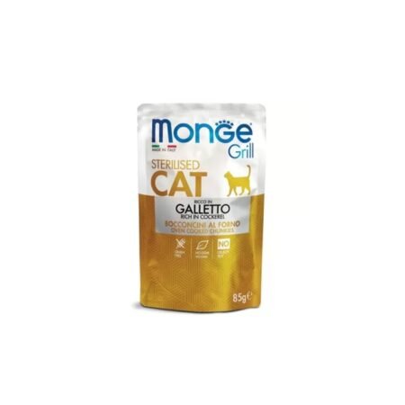 MONGE GRILL FELINE STERILISED COCKEREL CHUNKS  POUCH 85gr