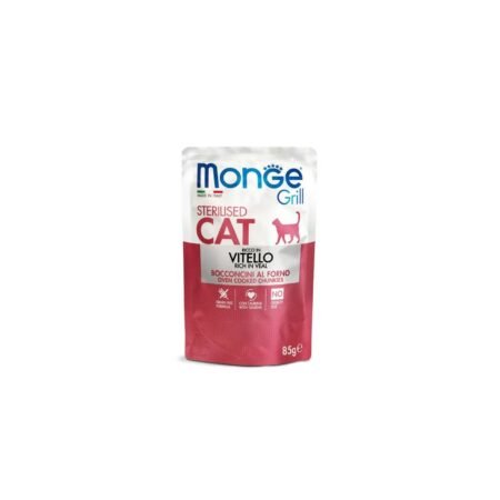 MONGE GRILL FELINE STERILISED VEAL CHUNKS  POUCH 85gr