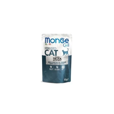 MONGE GRILL FELINE STERILISED TROUT CHUNKS  POUCH 85gr