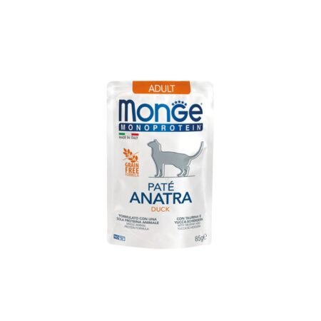 MONGE MONOPROTEIN FELINE ADULT DUCK PATE POUCH 85gr