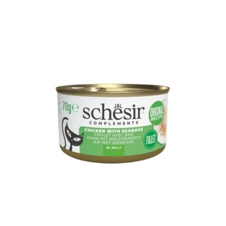 SCHESIR COMPLEMENTS CAT CHICKEN FILLETS AND SEABASS  IN JELLY CAN 70gr