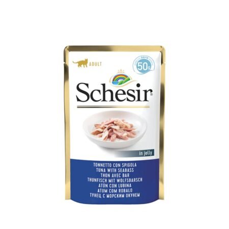 SCHESIR CAT TUNA WITH SEABASS IN JELLY POUCH 85 GR