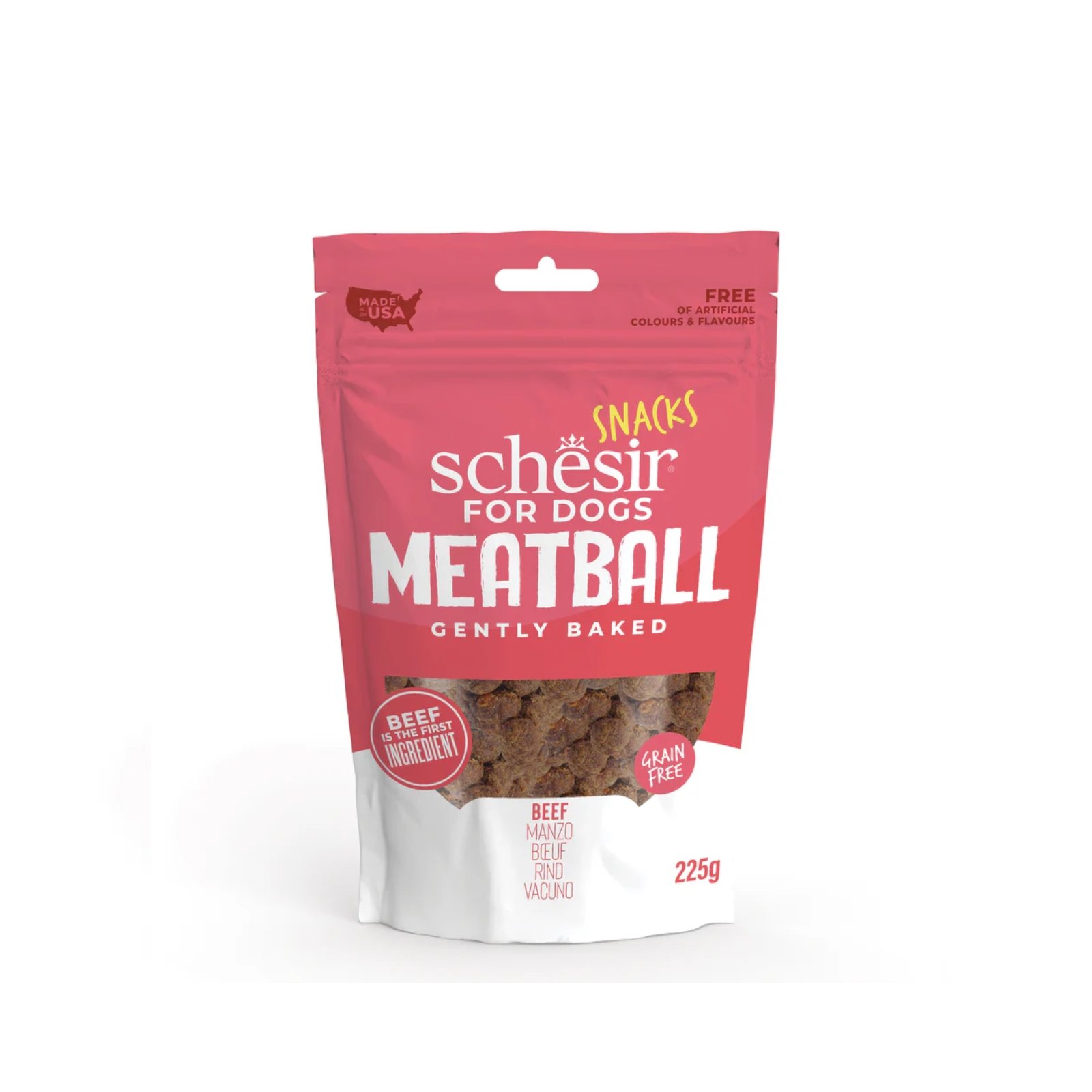 schesir-dog-Beef snacks in mini balls - break 225g in bag