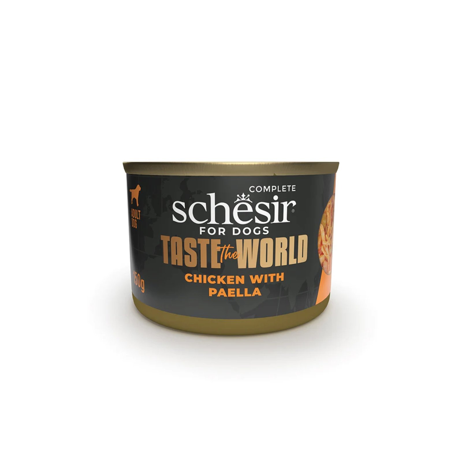 schesir-dog-Taste the World-Chicken With Paella in broth 150g in can