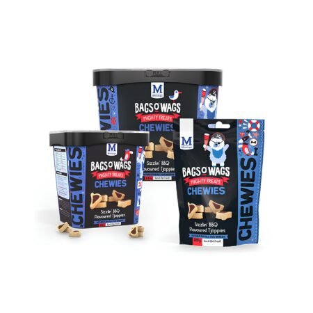 MONTEGO Bags O’ Wags Sizzlin’ BBQ Flavoured Tjoppies Dog Treats 120g