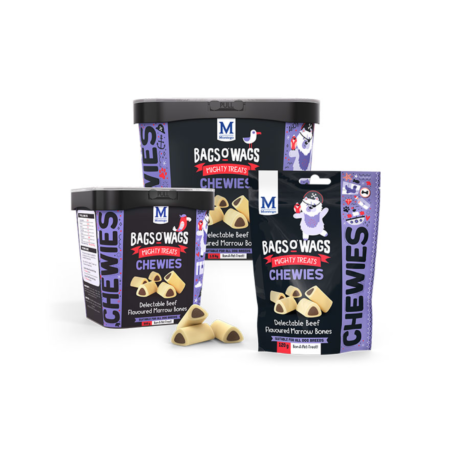 MONTEGO Bags O’ Wags Delectable Beef Flavoured Marrow Bones Dog Treats 500g
