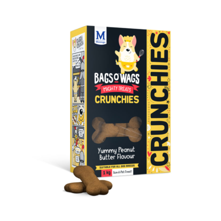 MONTEGO Bags O’ Wags Crunchies Yummy Peanut Butter Flavour Dog Treats 1kg