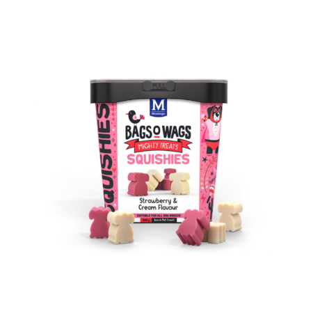 MONTEGO Bags O’ Wags Squishies Strawberry  Cream Flavour Dog Treats 500g